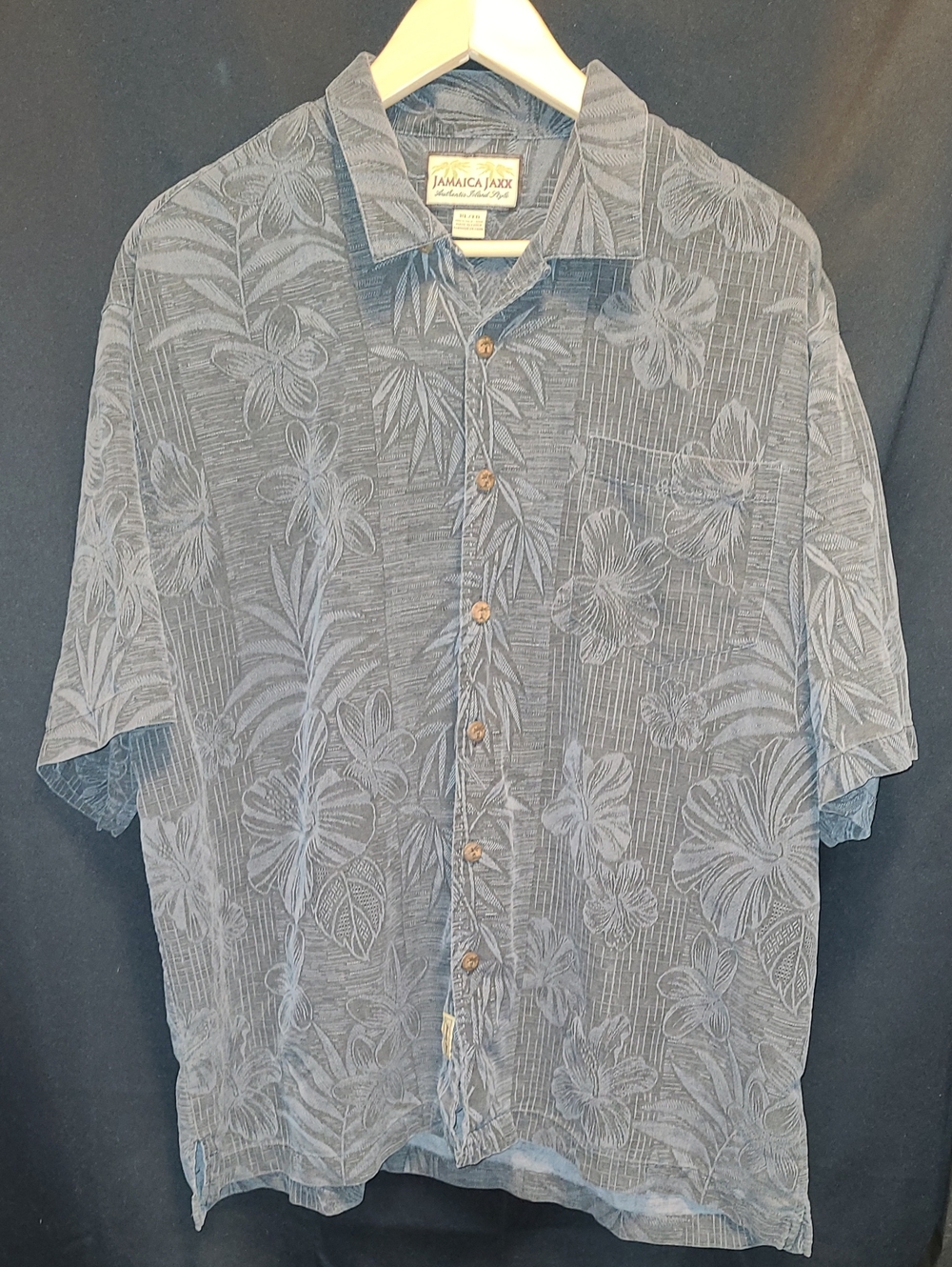 Jamaica Jaxx Gray Floral Short-Sleeve Button-Down Shirt  XL